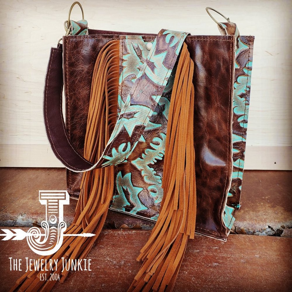 Hair on Hide Box Handbag w/ Turquoise Laredo Side